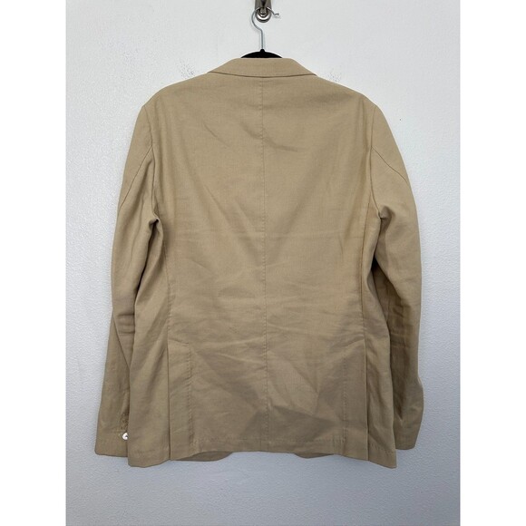 GANT Linen Cotton Unstructured Two Button Blazer Beige Tan Wedding Men's Size 52 - Picture 7 of 11